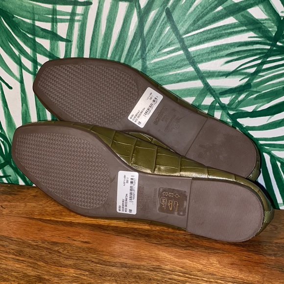 SCHUTZ Matcha Green Leather Croc Embossed Flats Women’s 6 B - Picture 8 of 9
